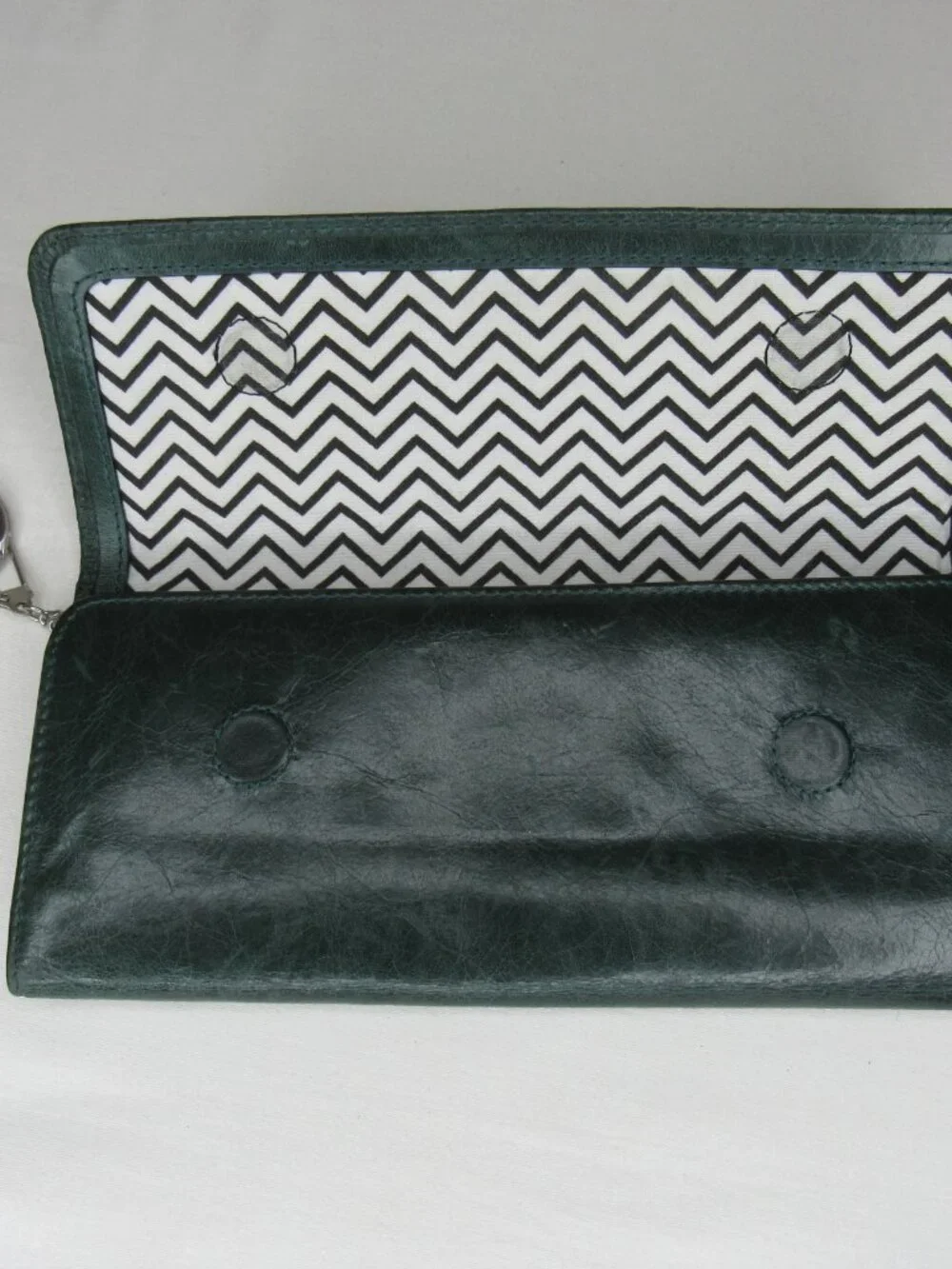 Hobo International Green Leather SADIE Woven Texture Clutch Wallet